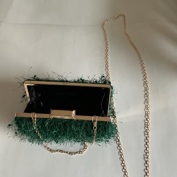 Emerald Green Textured Clutch Evening Bag - Picture 4 of 5